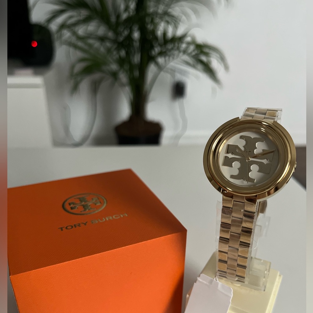 New Tory Burch Women's Miller Gold-Tone Stainless Steel Bracelet Watch 36mm